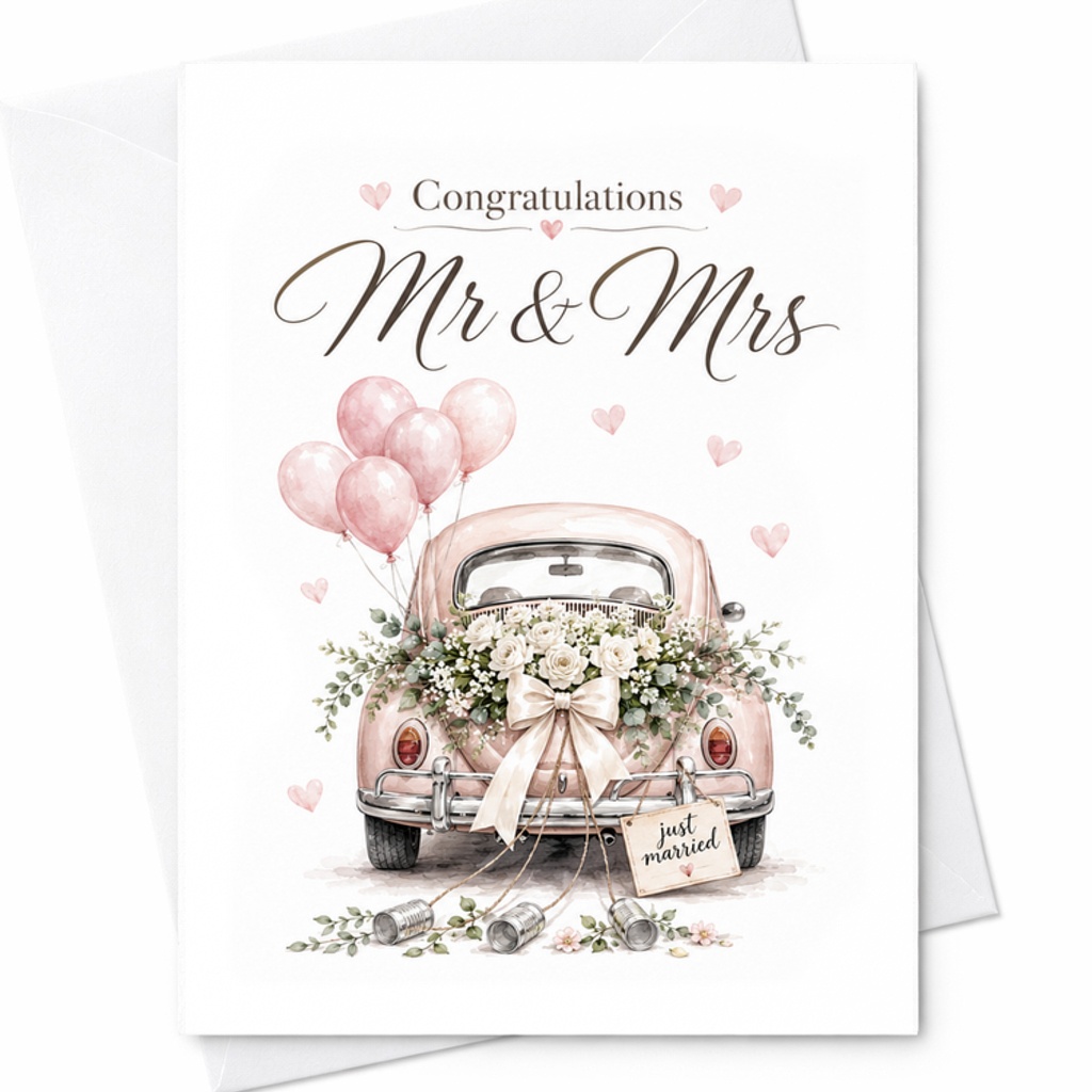 Congratulations Mr & Mrs Wedding Congratulations Card Newlywed Card Elegant Wedding Card Just Married Couple Gift C1861