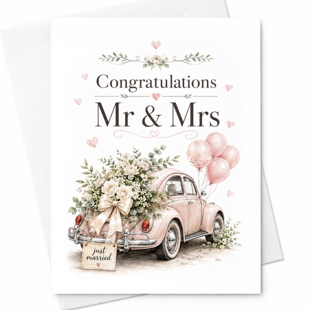Congratulations Mr & Mrs Wedding Congratulations Card Newlywed Card Elegant Wedding Card Just Married Couple C1862