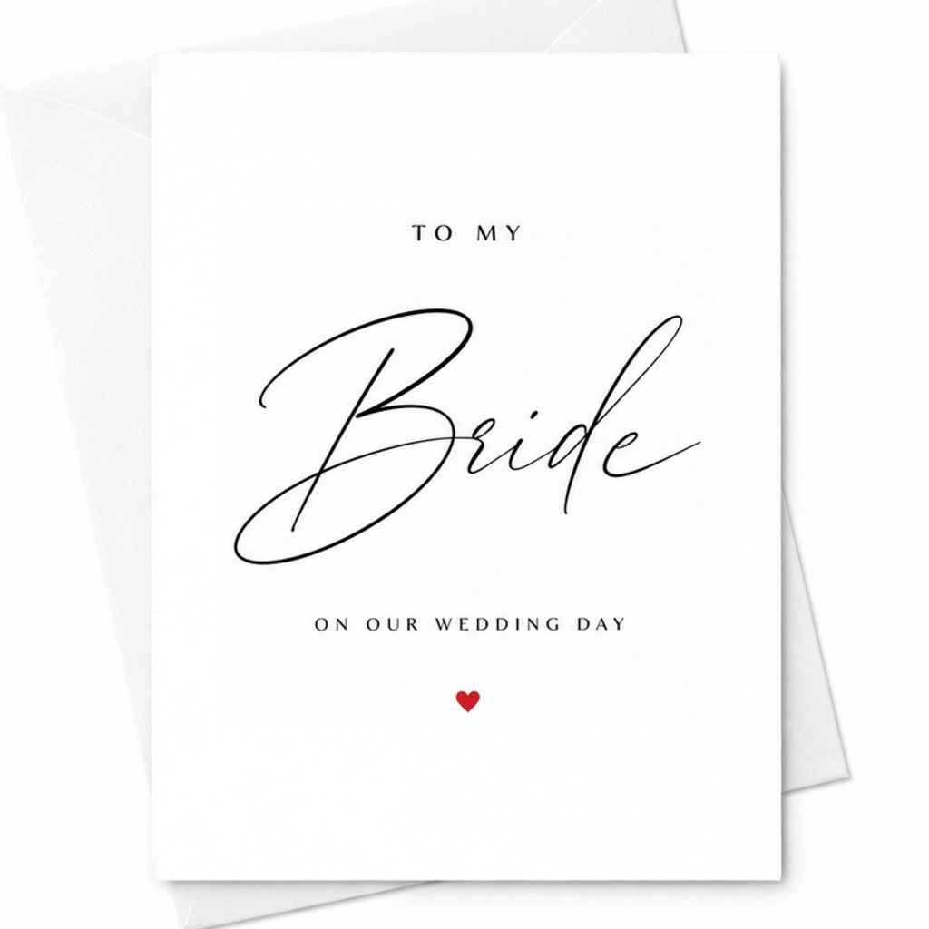 To My Bride On Our Wedding Day Card Bride Wedding Card Romantic Bride Card From Groom Elegant Minimal Wedding Card C1864