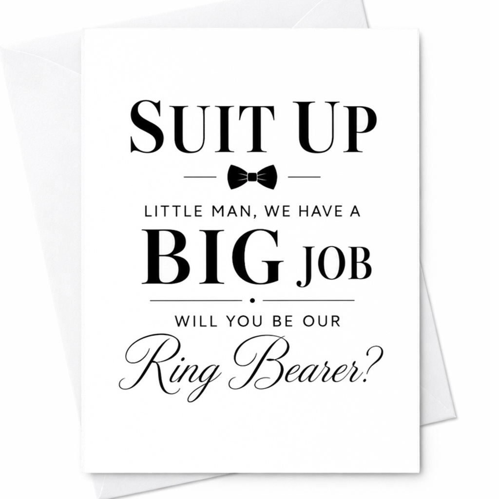 Suit Up Little Man Ring Bearer Proposal Card Ring Bearer Wedding Card Funny Ring Bearer Card Wedding Party Card C1869