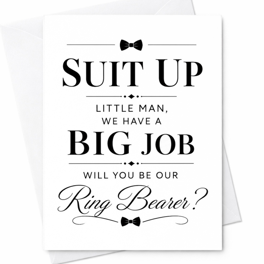 Suit Up Little Man Ring Bearer Proposal Card Ring Bearer Wedding Card Funny Ring Bearer Card Wedding Party C1870