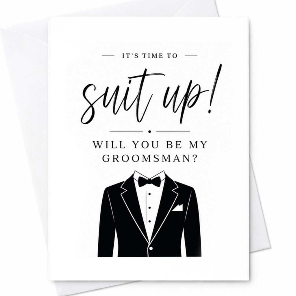 It’s Time To Suit Up Groomsman Proposal Card Will You Be My Groomsman Wedding Party Card Minimal Groomsman Card C1873