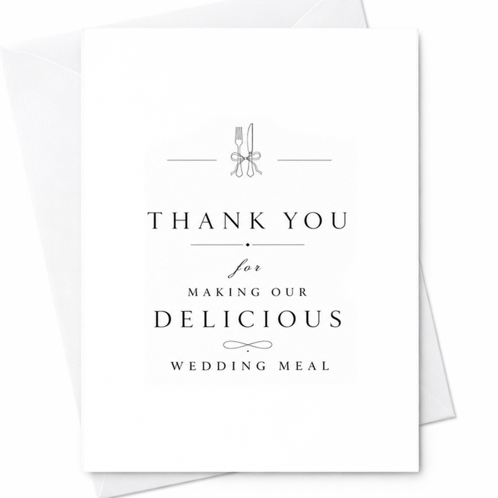 Thank You For Making Our Delicious Wedding Meal Card Wedding Caterer Thank You Card Elegant Wedding Vendor Card C1877