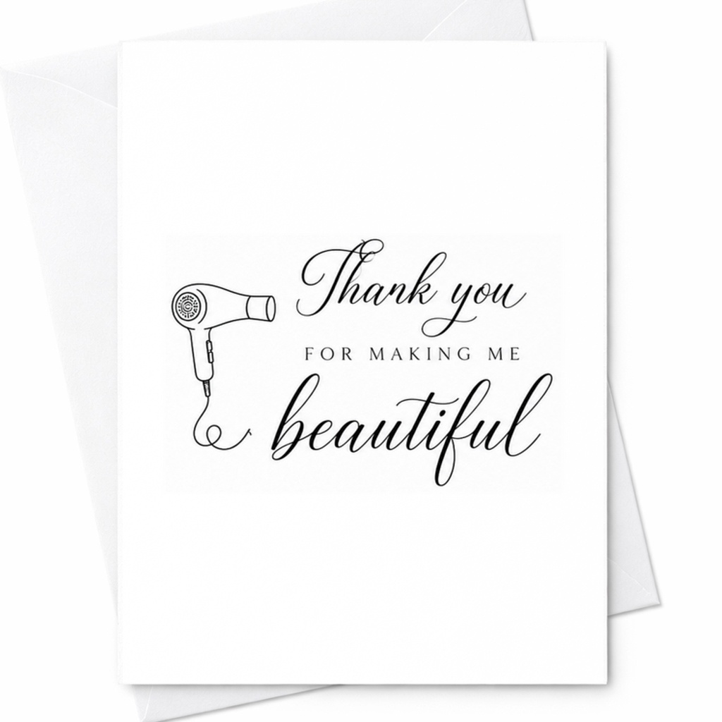 Thank You For Making Me Beautiful Card Wedding Hair Stylist Thank You Card Bridal Makeup Artist Appreciation Card C1878