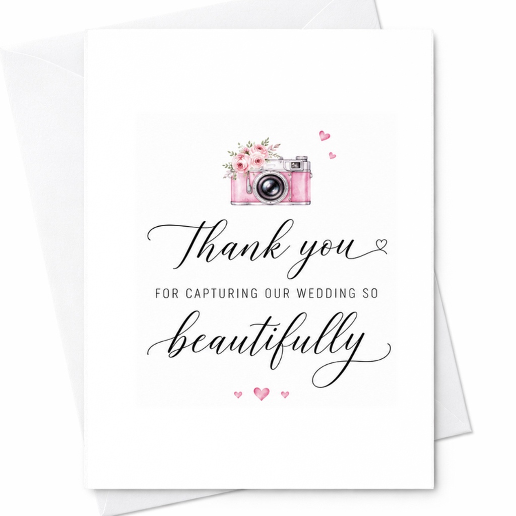 Thank You For Capturing Our Wedding So Beautifully Card Wedding Photographer Thank You Card Bridal Photography C1880