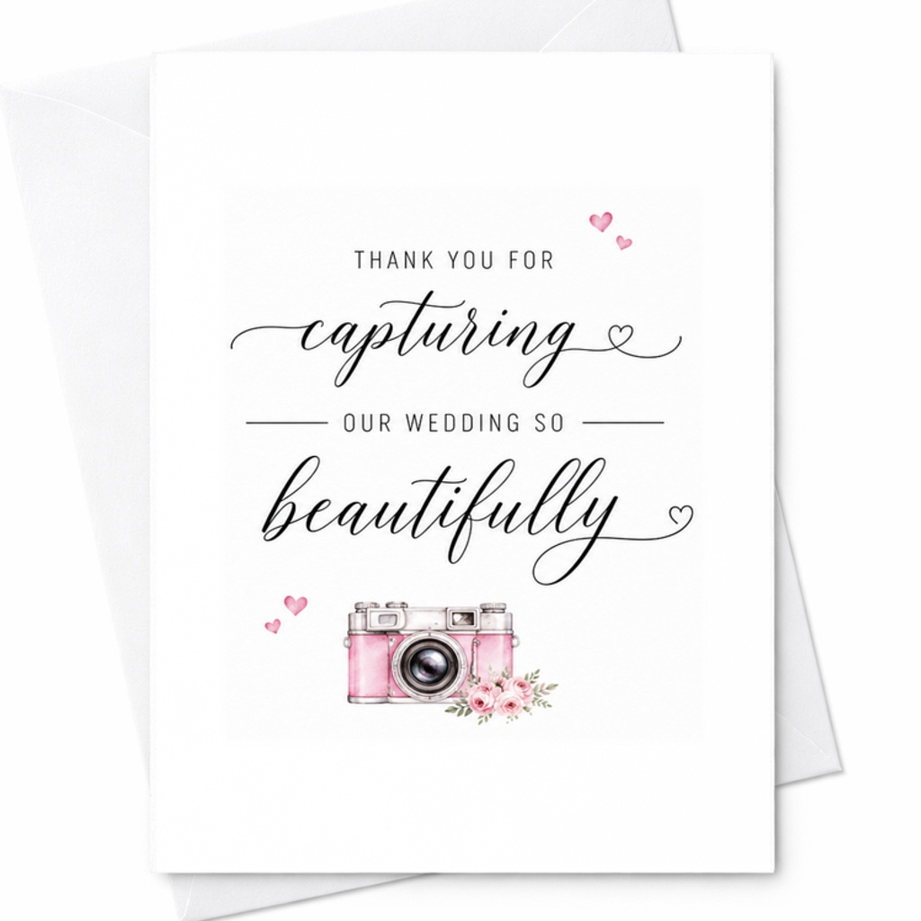 Thank You For Capturing Our Wedding So Beautifully Card Wedding Photographer Thank You Bridal Photography Card C1881