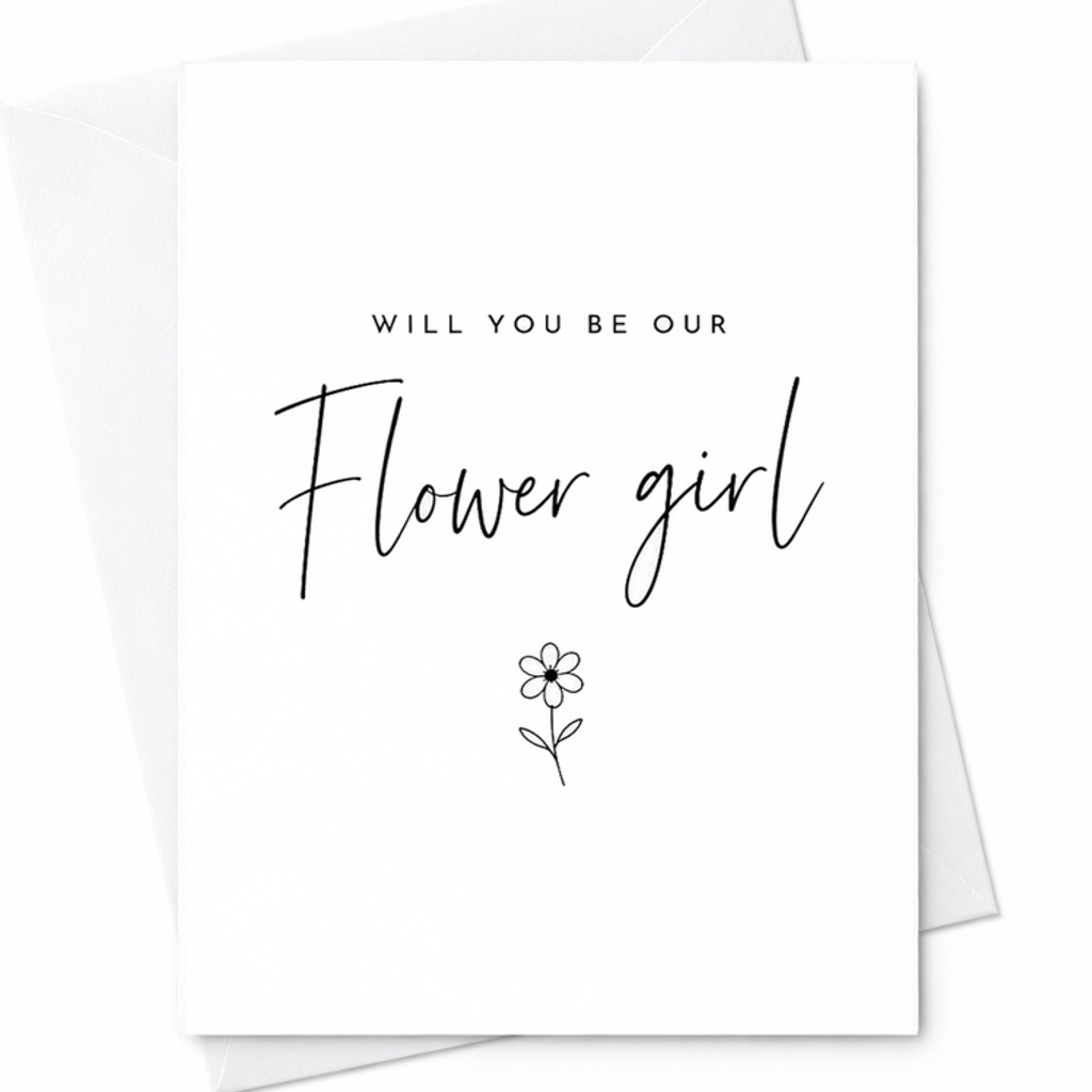 Will You Be Our Flower Girl Card Minimal Flower Girl Proposal Card Wedding Party Proposal Little Girl Card C1886