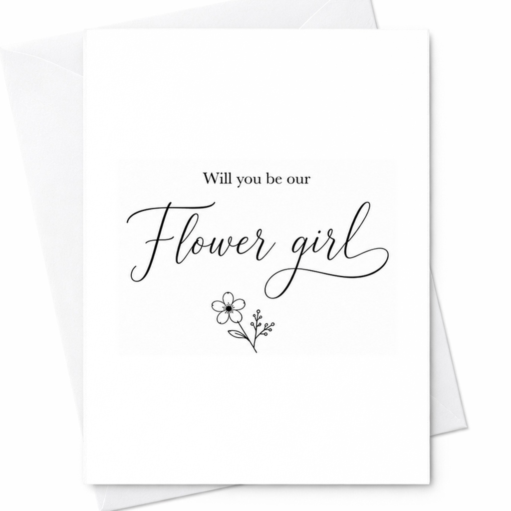 Will You Be Our Flower Girl Card Minimal Flower Girl Proposal Card Wedding Party Proposal Little Girl C1887