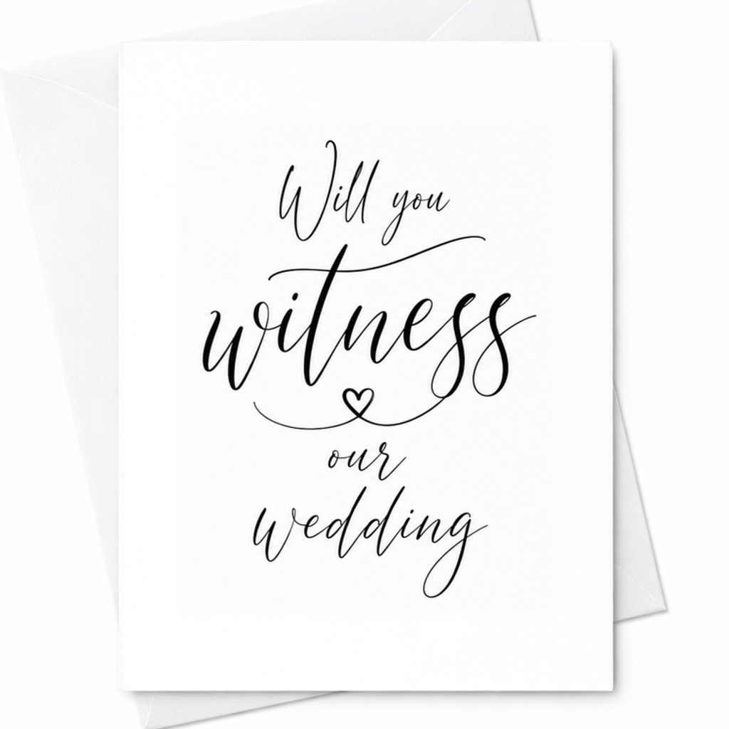 Will You Witness Our Wedding Card Minimal Wedding Witness Proposal Card Registry Office Ceremony C1889