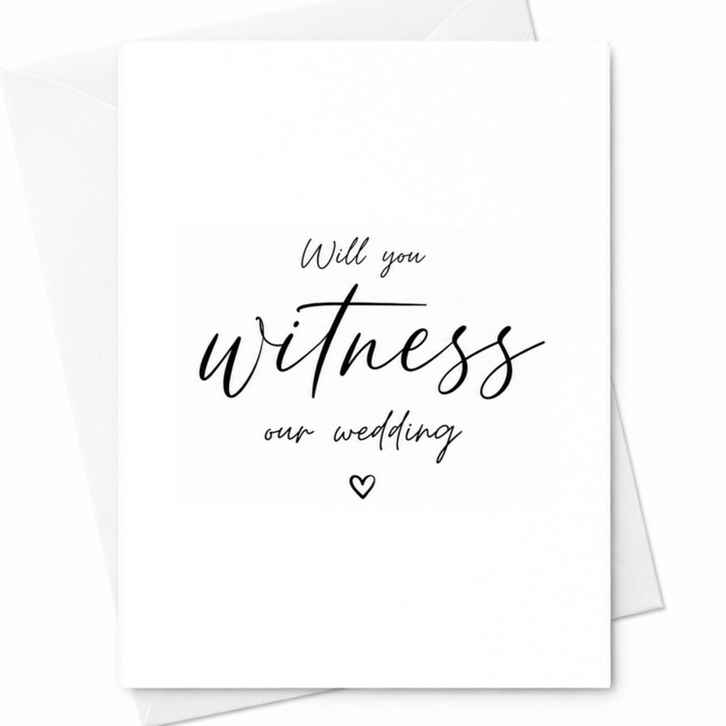 Will You Witness Our Wedding Card Minimal Wedding Witness Proposal Card Registry Office Ceremony Card C1888