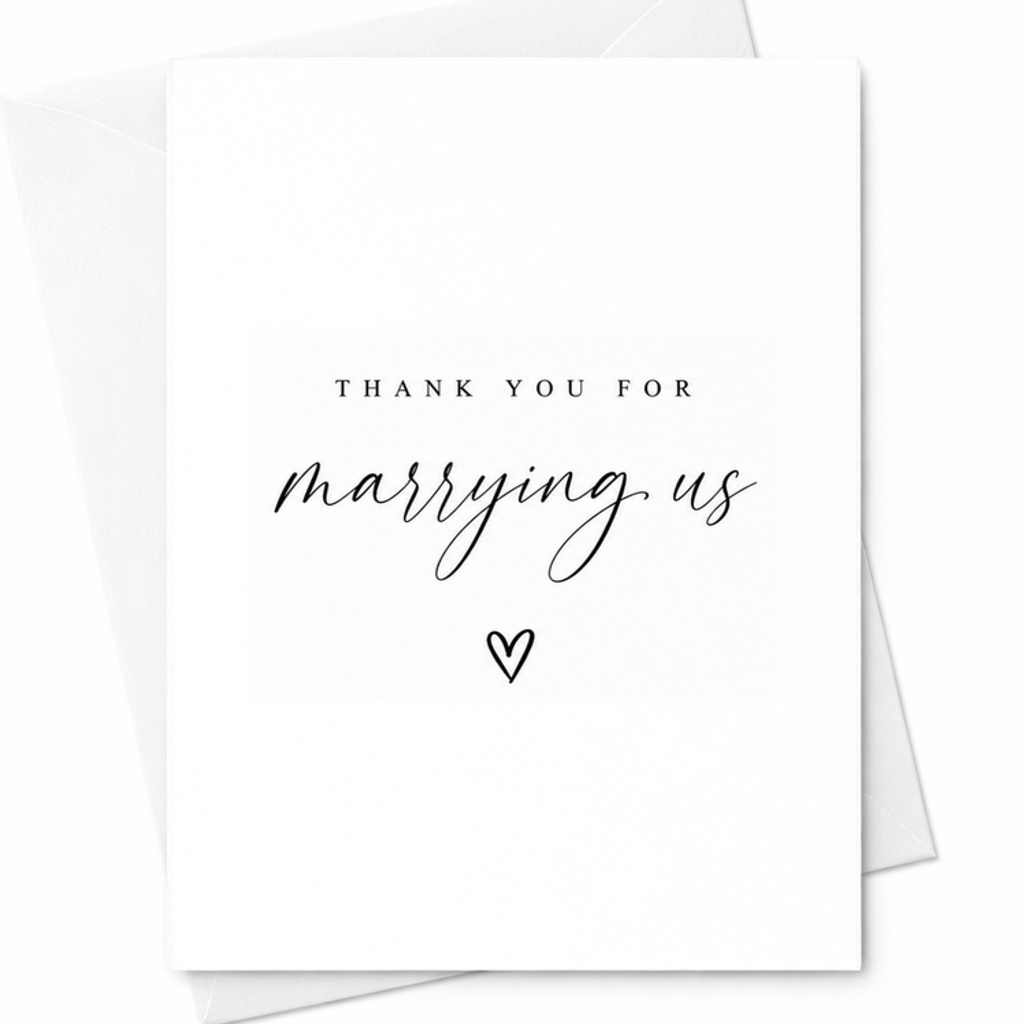 Thank You For Marrying Us Card Wedding Officiant Thank You Card Minimal Ceremony Appreciation Card C1890
