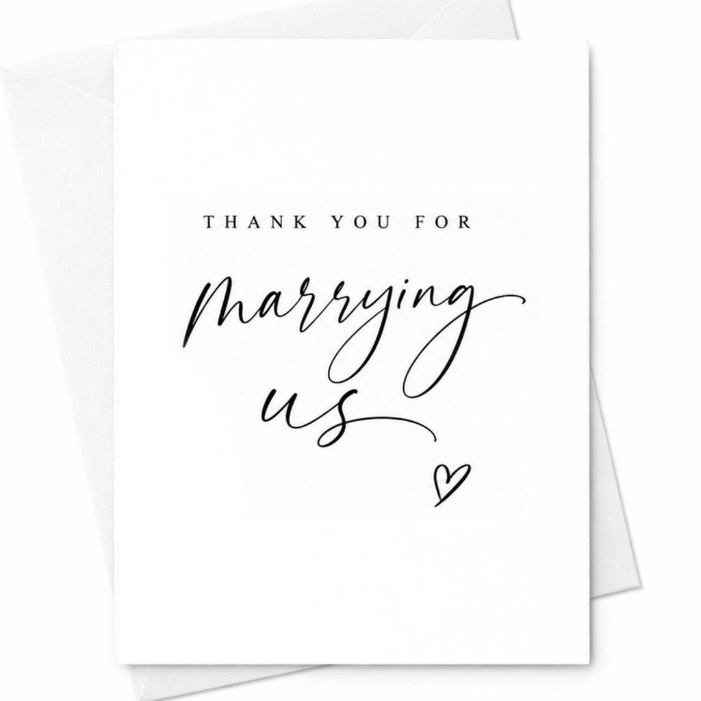 Thank You For Marrying Us Card Wedding Officiant Thank You Card Minimal Ceremony Appreciation C1891