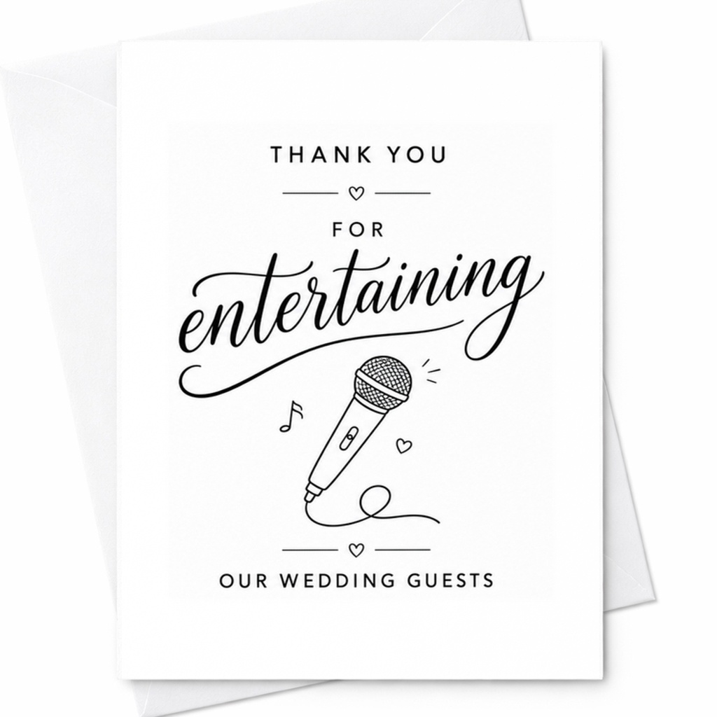 Thank You For Entertaining Our Wedding Guests Card Wedding DJ Thank You Card Musician Entertainment Vendor C1894