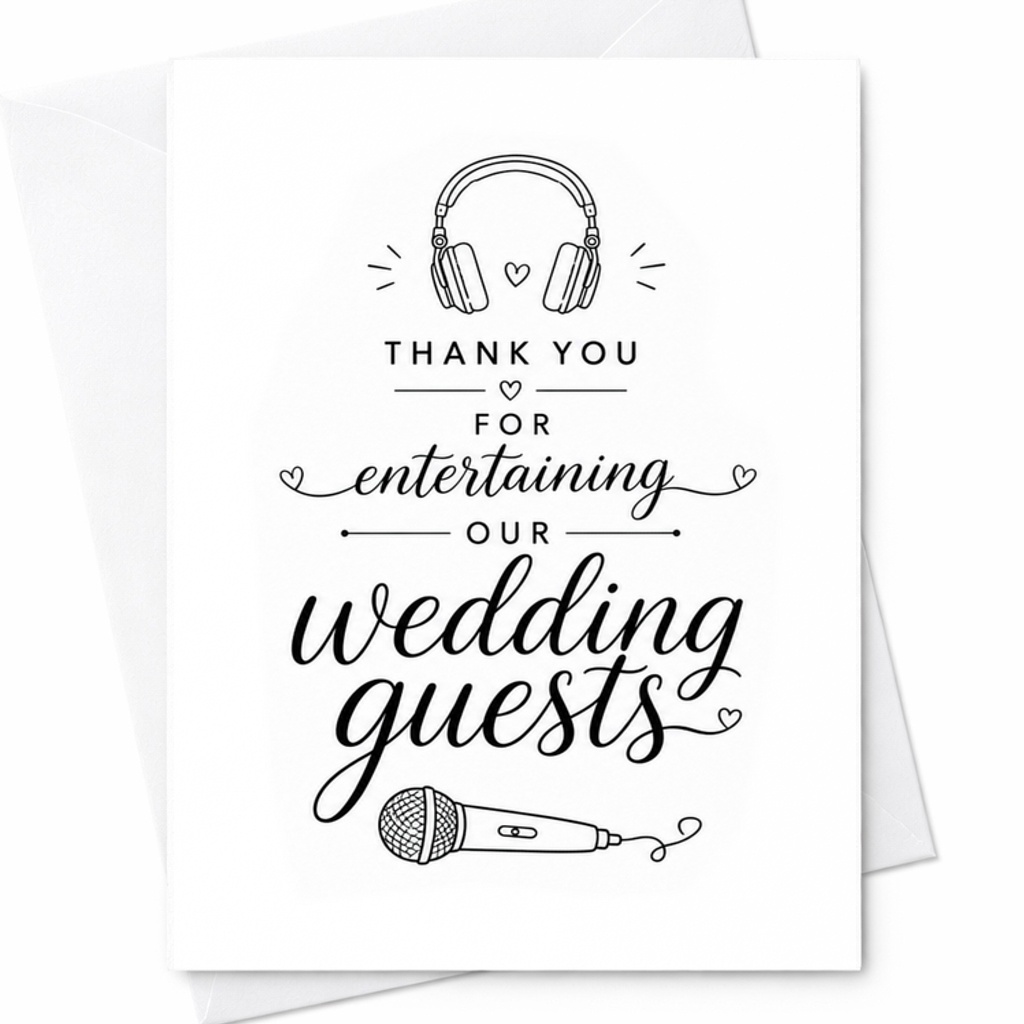 Thank You For Entertaining Our Wedding Guests Card Wedding DJ Thank You Musician Entertainment Vendor Card C1895