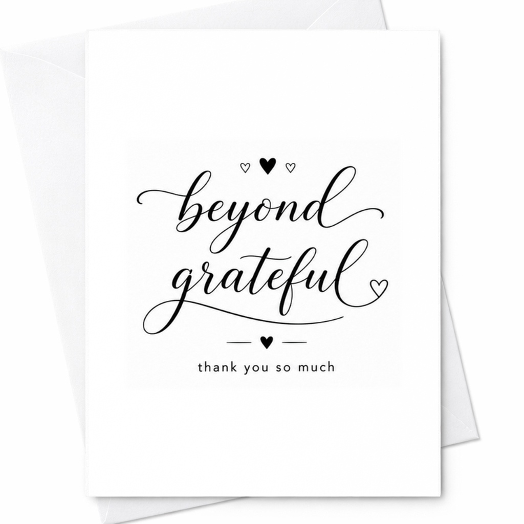 Beyond Grateful Thank You Card Minimalist Appreciation Card Simple Thank You Card Elegant Gratitude C1903