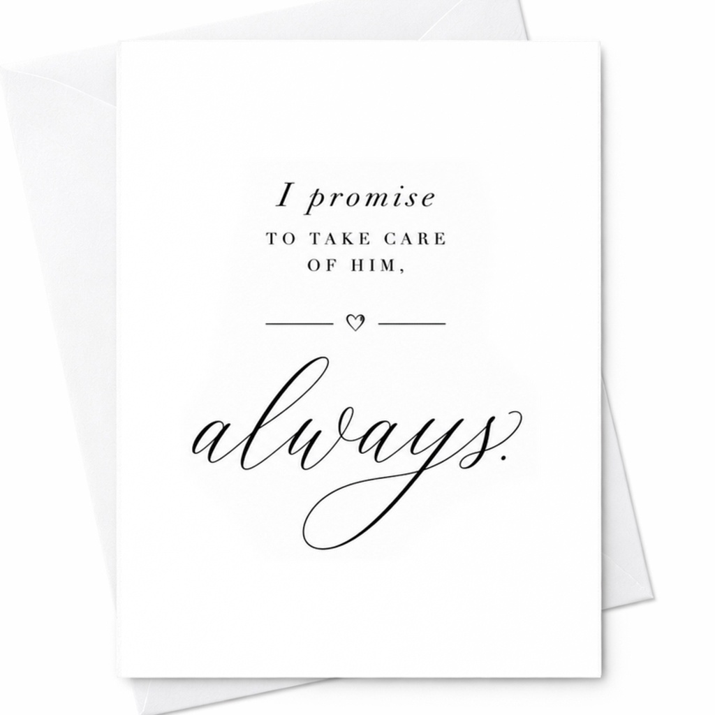 I Promise To Take Care Of Him Always Card Future Daughter In Law Wedding Day Card Minimalist Bridal C1905