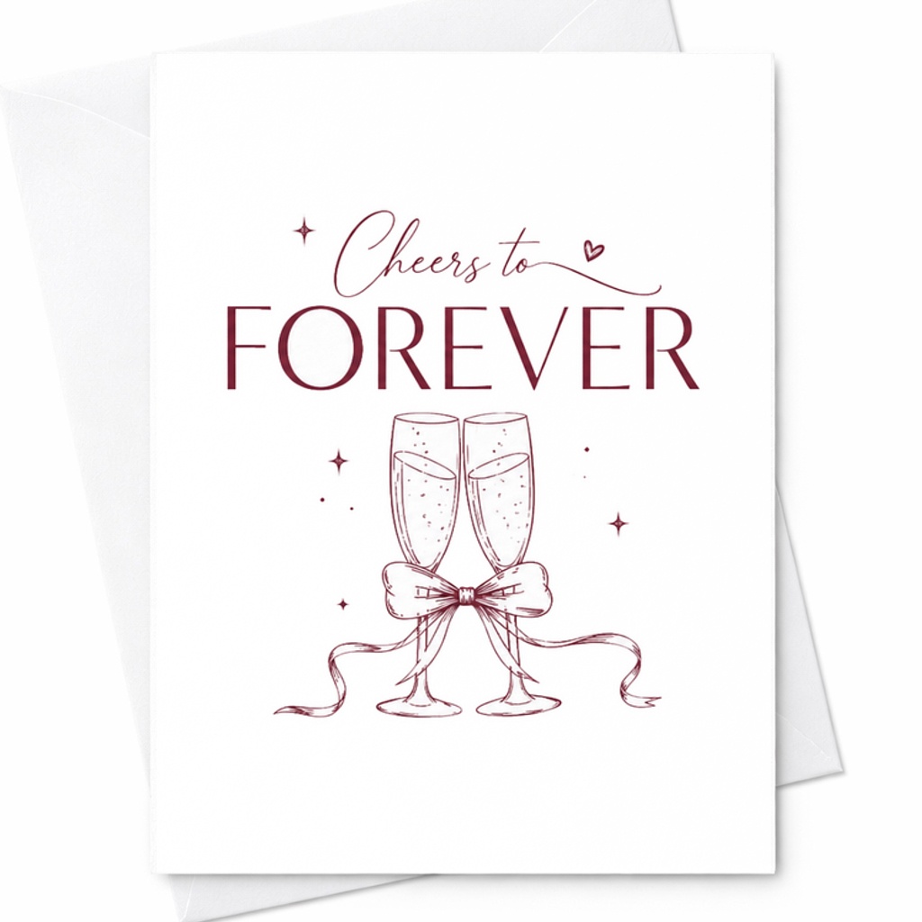 Cheers To Forever Wedding Congratulations Card Champagne Toast Newlywed Card Romantic Celebrationx Marriage C1911