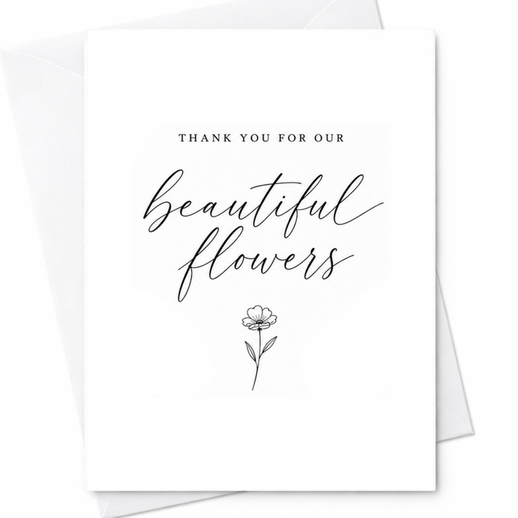 Thank You For Our Beautiful Flowers Wedding Florist Thank You Card Minimalist Floral Vendor Appreciation C1912