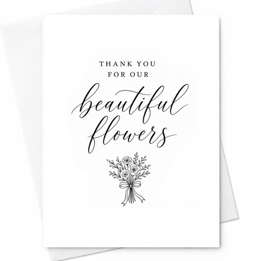 Thank You For Our Beautiful Flowers Wedding Florist Thank You Card Minimalist Floral Appreciation Vendor C1913