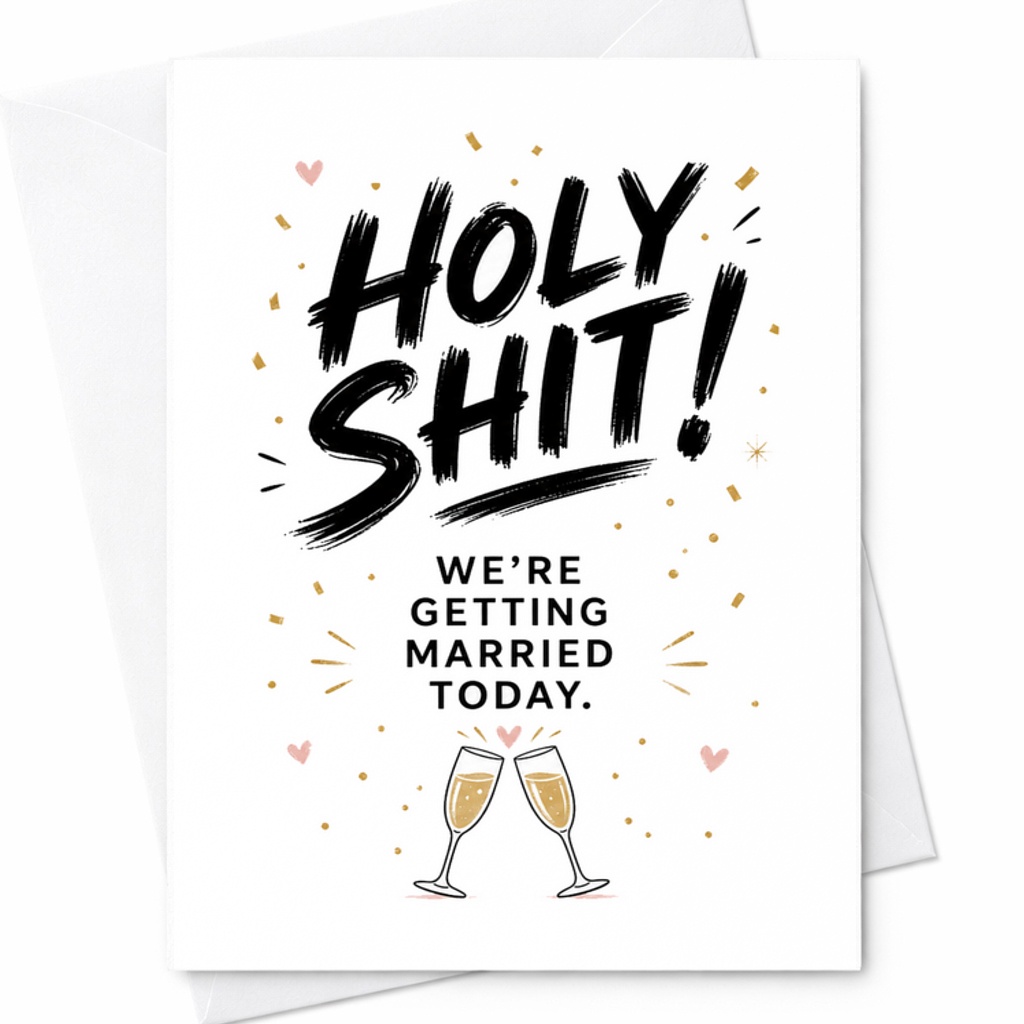 Holy Shit We’re Getting Married Today Card Funny Wedding Day Card Bride Groom Celebration Card Engagement Wedding Humor C1921