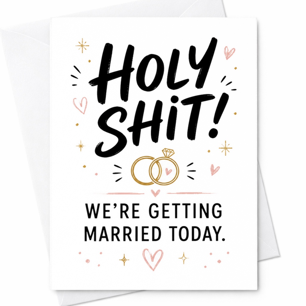 Holy Shit We’re Getting Married Today Card Funny Wedding Day Card Bride To Groom Card Groom To Bride Card C1922