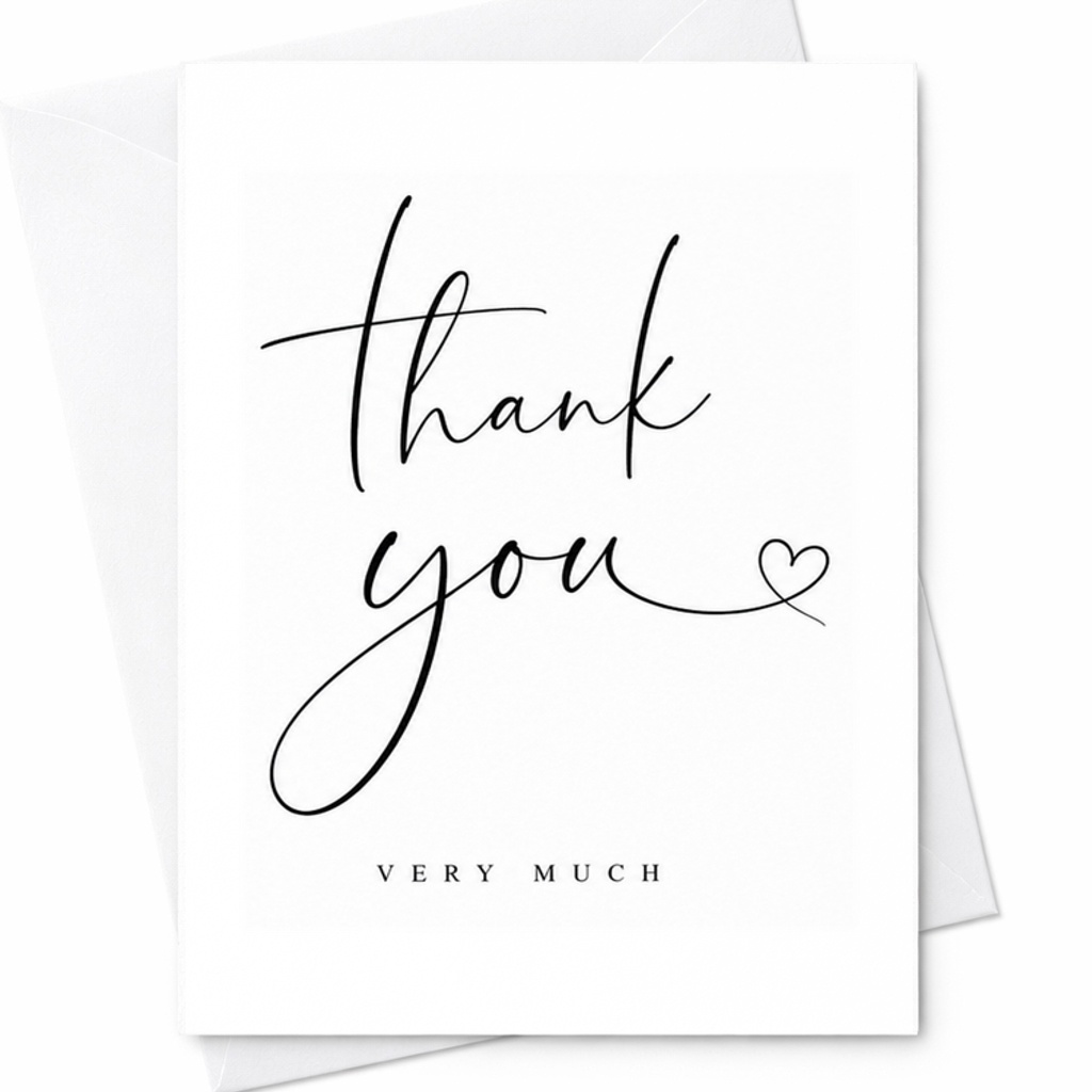 Thank You Very Much Card Simple Thank You Card Minimalist Appreciation Card Elegant Gratitude For Any Occasion C1942