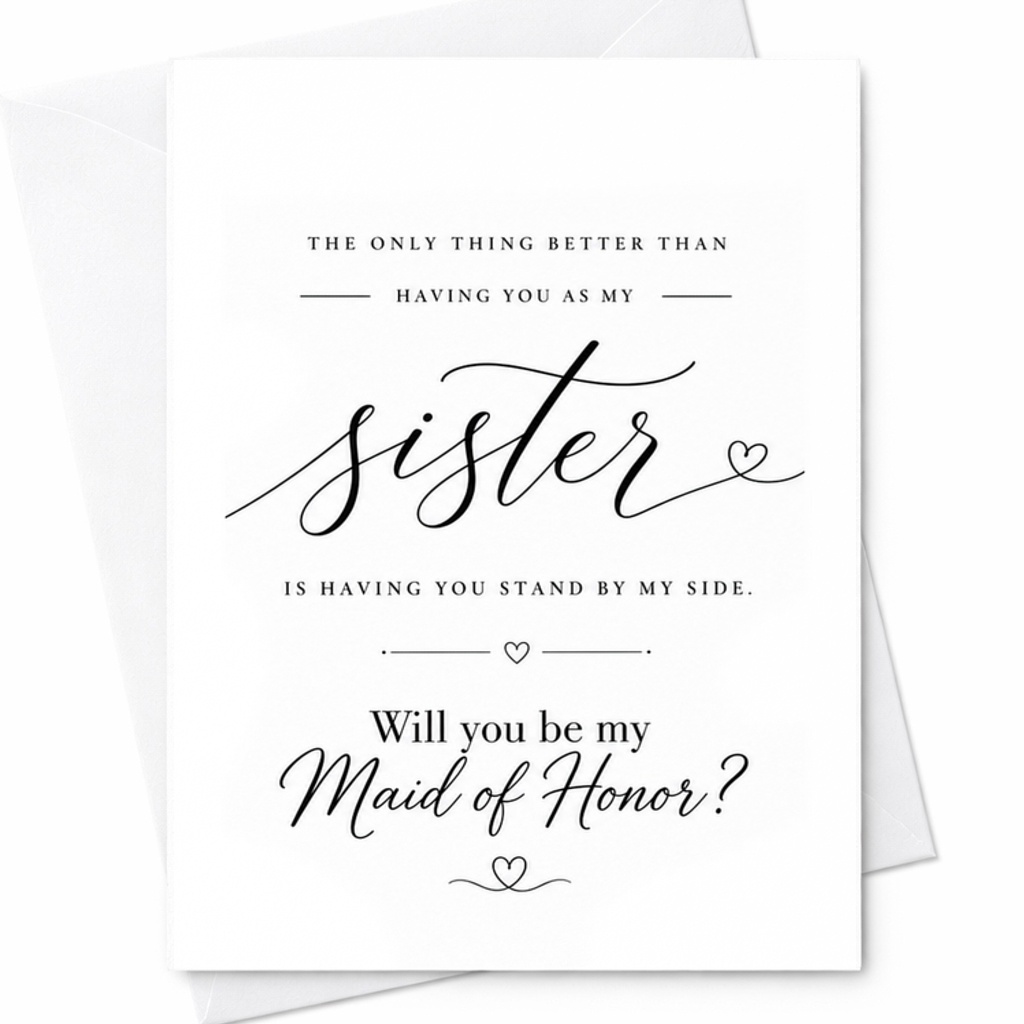 Will You Be My Maid Of Honor Card For Sister Maid Of Honor Proposal Card From Bride Wedding Party Proposal C1947