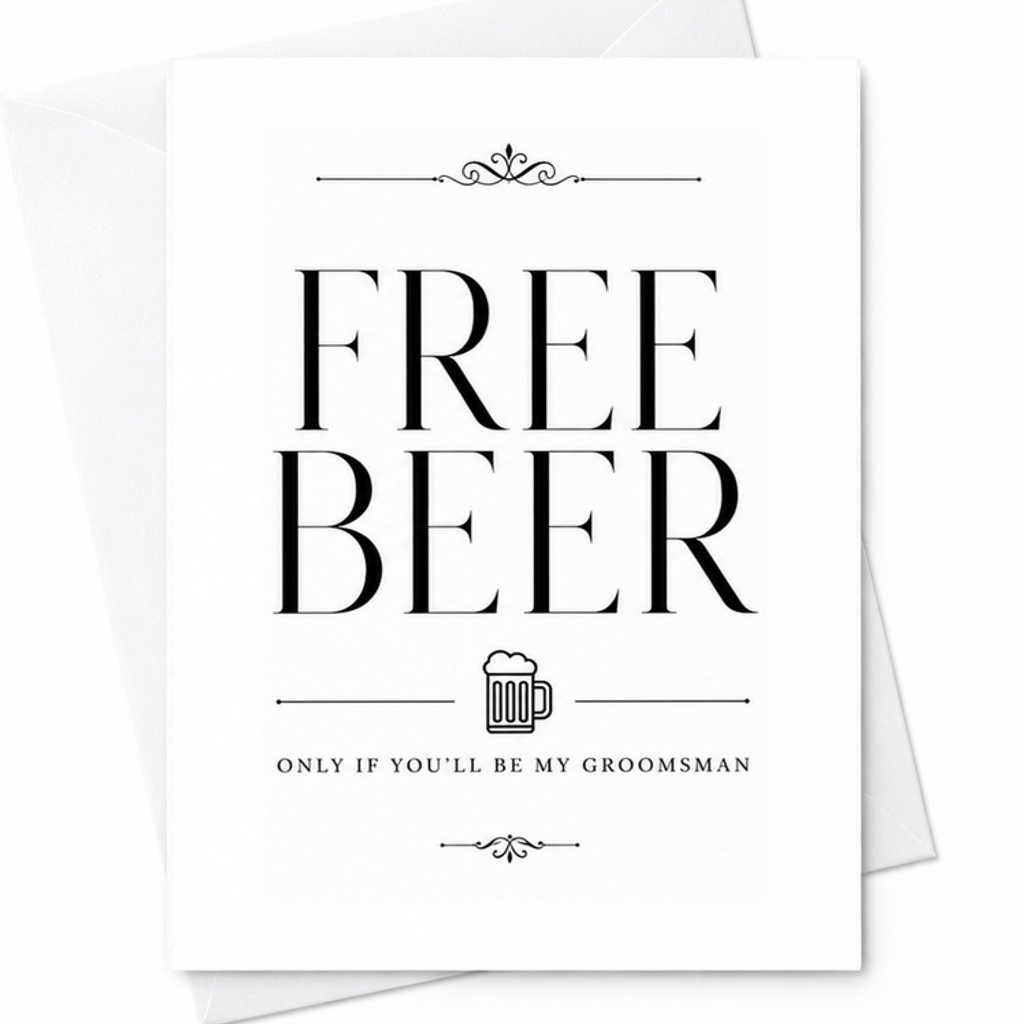 Free Beer Groomsman Proposal Card Funny Groomsman Card Best Man Proposal Wedding Party Proposal C1953