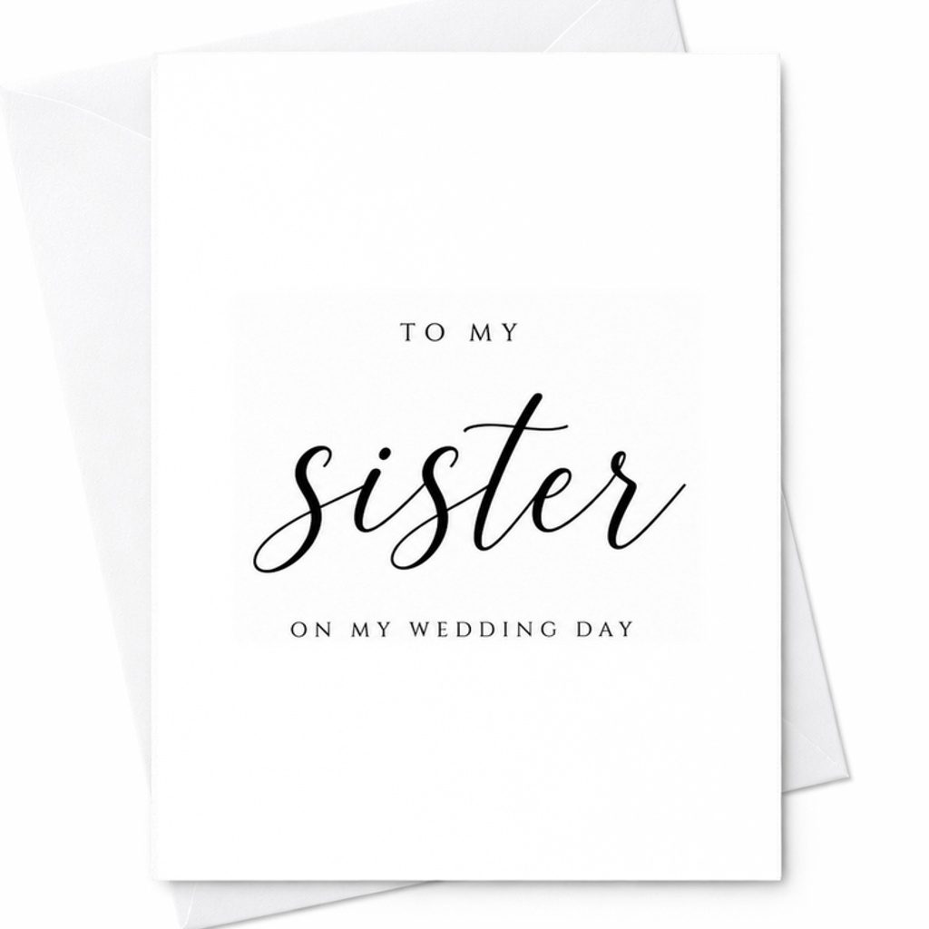 To My Sister On My Wedding Day Card Bride To Sister Wedding Card Sister Wedding Day Gift From Bride C1960