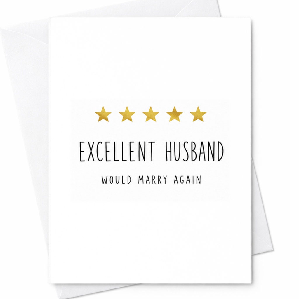Excellent Husband Would Marry Again Card Funny Husband Anniversary Card Five Star Husband Review Card Romantic Marriage Card C1964