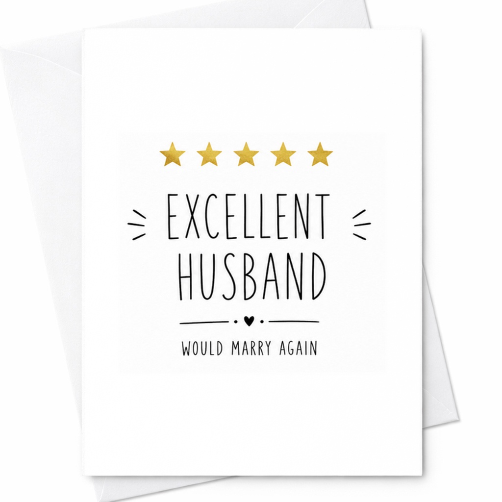 Excellent Husband Would Marry Again Card Funny Husband Anniversary Card Five Star Husband Review Card Romantic Marriage C1965