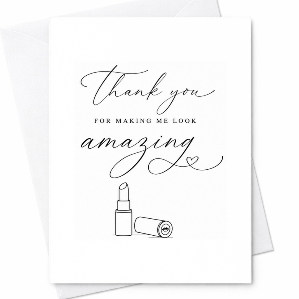 Thank You For Making Me Look Amazing Card, Bridal Makeup Artist Thank You, Wedding Beauty Vendor Appreciation C1974