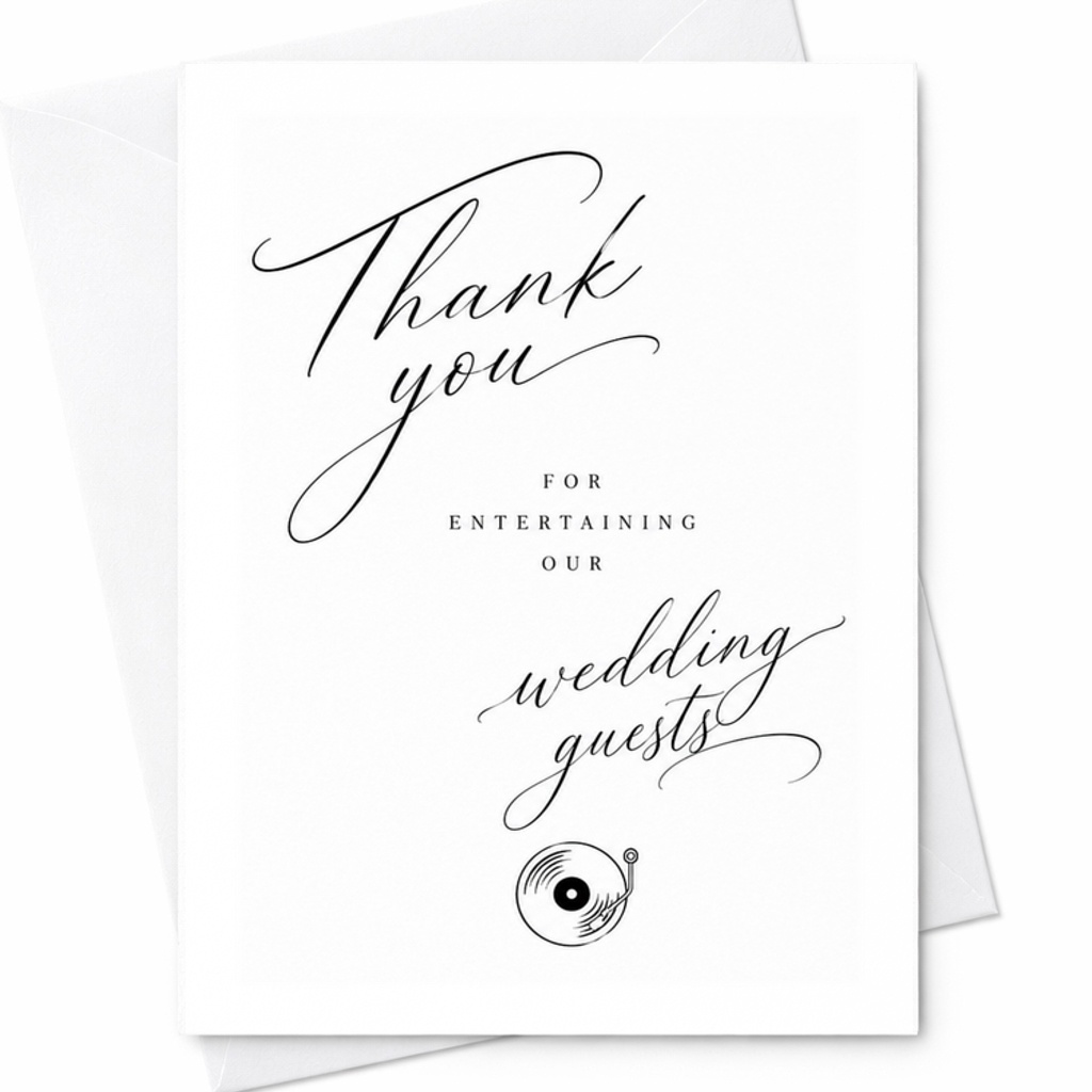 Thank You For Entertaining Our Wedding Guests Card, Wedding DJ Thank You Card, Music Vendor Appreciation Gift, Reception DJ C1975