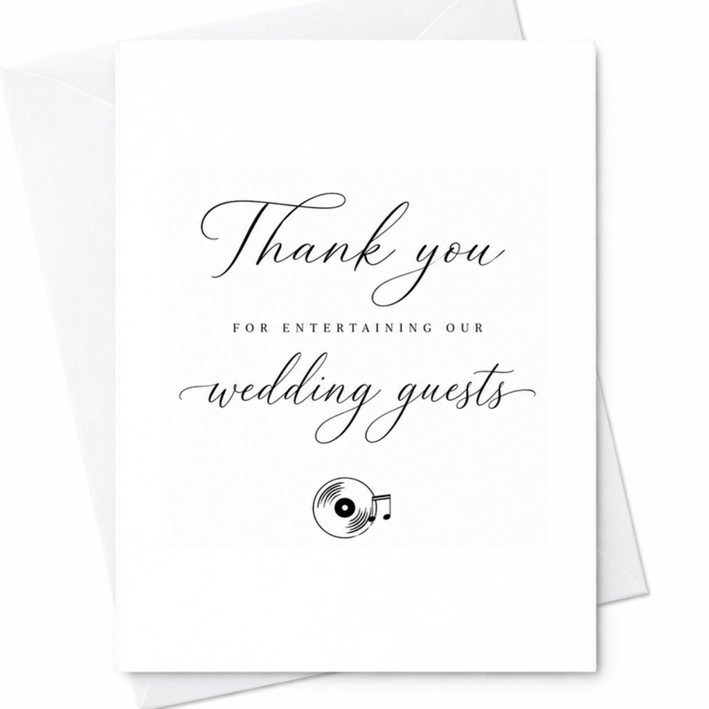 Thank You For Entertaining Our Wedding Guests Card, Wedding DJ Thank You, Music Vendor Appreciation Gift, Reception DJ C1976