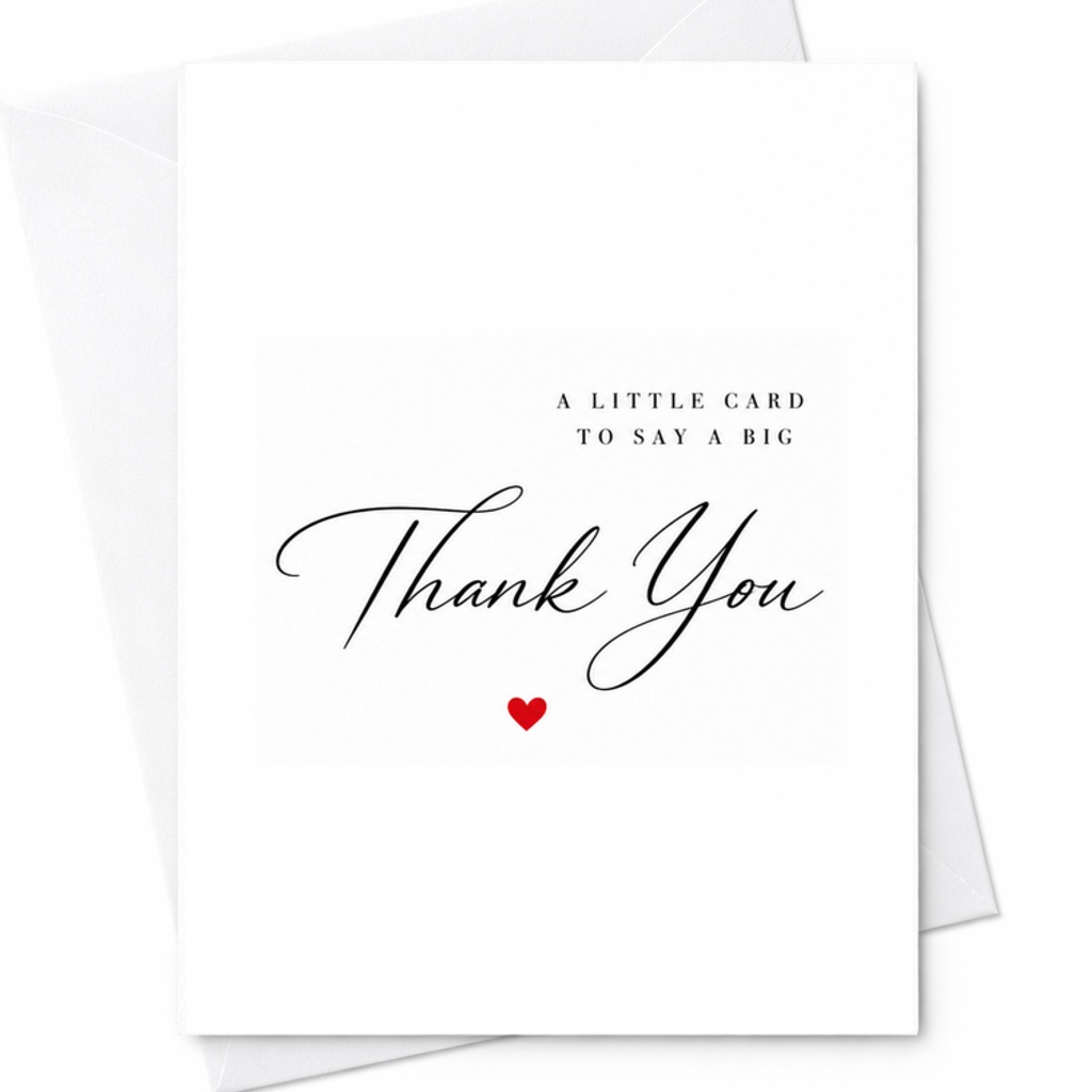 A Little Card To Say A Big Thank You Card, Minimalist Thank You Card, Appreciation, Simple Thank You Note, Heart Card C1982