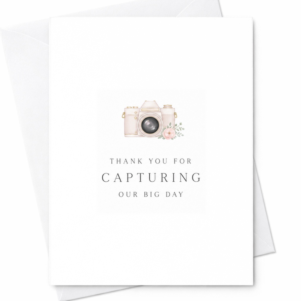 Thank You For Capturing Our Big Day Card, Wedding Photographer Thank You Card, Photography Vendor Appreciation Gift C1985