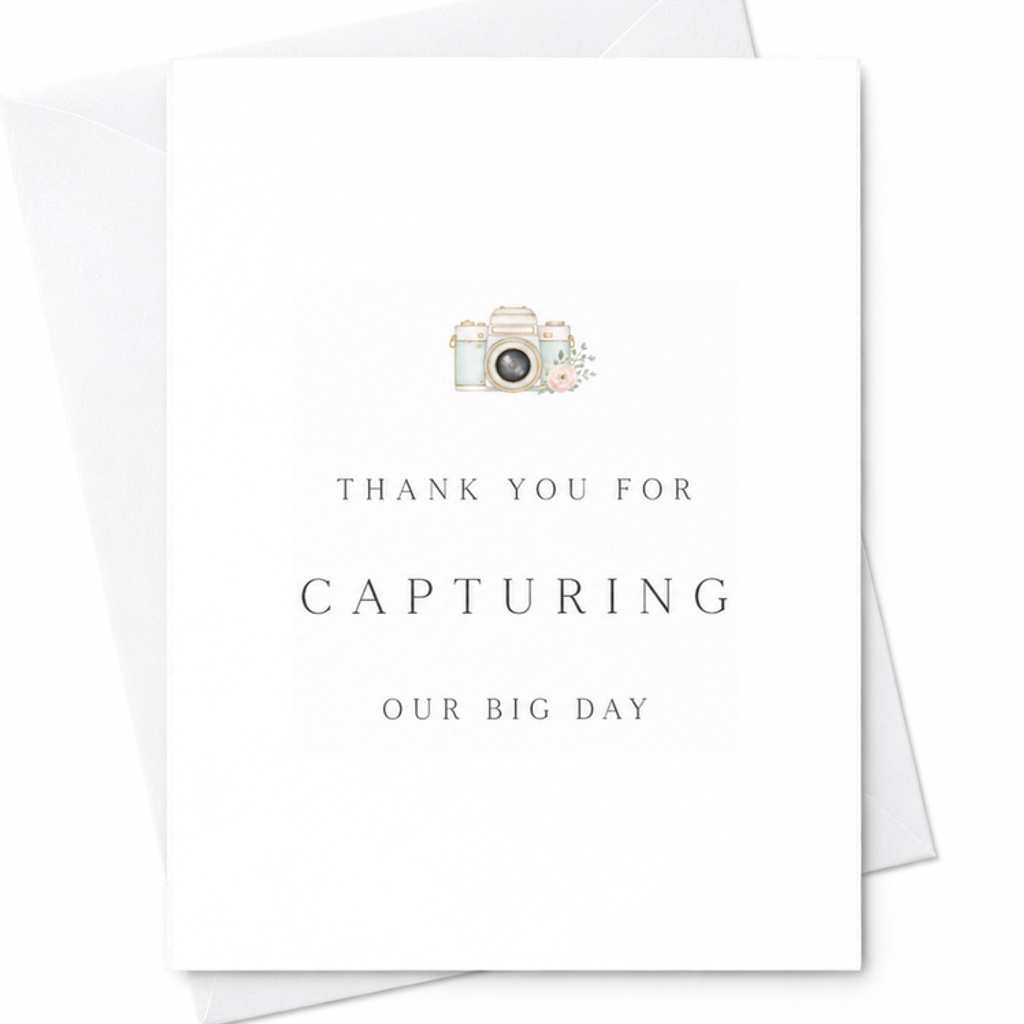 Thank You For Capturing Our Big Day Card, Wedding Photographer Thank You Card, Photography Vendor Appreciation C1986