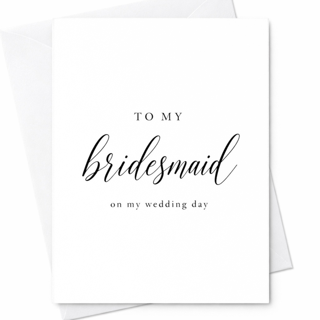 To My Bridesmaid On My Wedding Day Card, Bridesmaid Thank You Card, Wedding Party Card, Bridal Party Gift, Bridesmaid Gift C1994