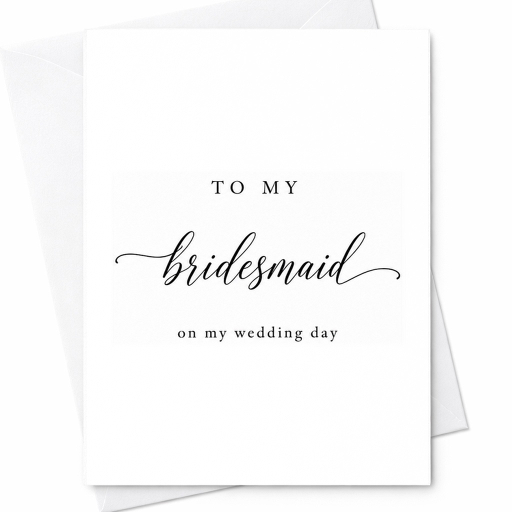 To My Bridesmaid On My Wedding Day Card, Bridesmaid Thank You Card, Wedding Party Card, Bridal Party Gift, Bridesmaid C1995
