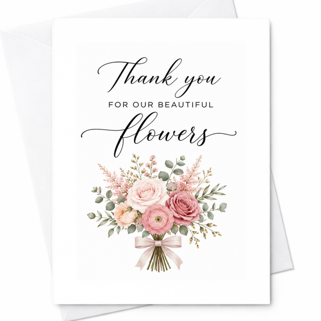 Thank You For Our Beautiful Flowers Card, Wedding Florist Thank You Card, Florist Appreciation Gift, Wedding Vendor Card C2000