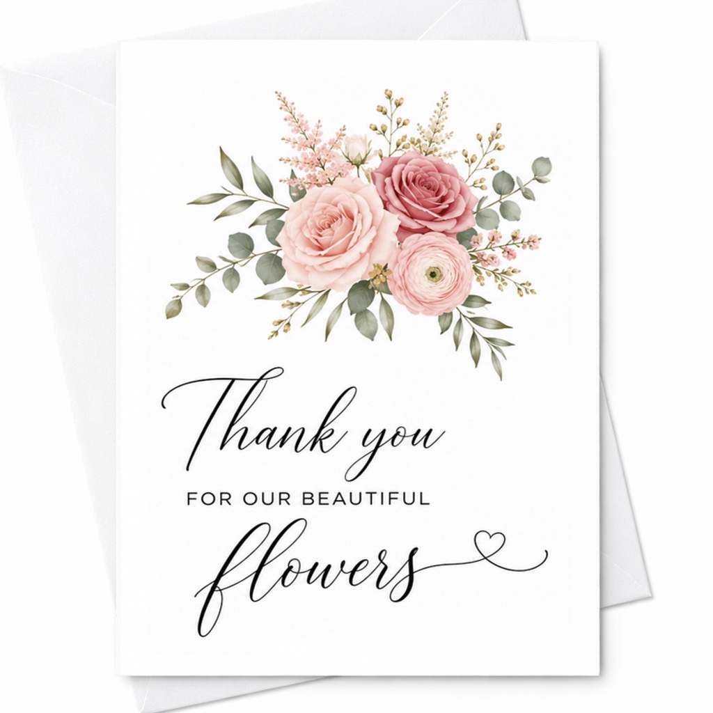 Thank You For Our Beautiful Flowers Card, Wedding Florist Thank You Card, Florist Appreciation Gift, Wedding Vendor C2001