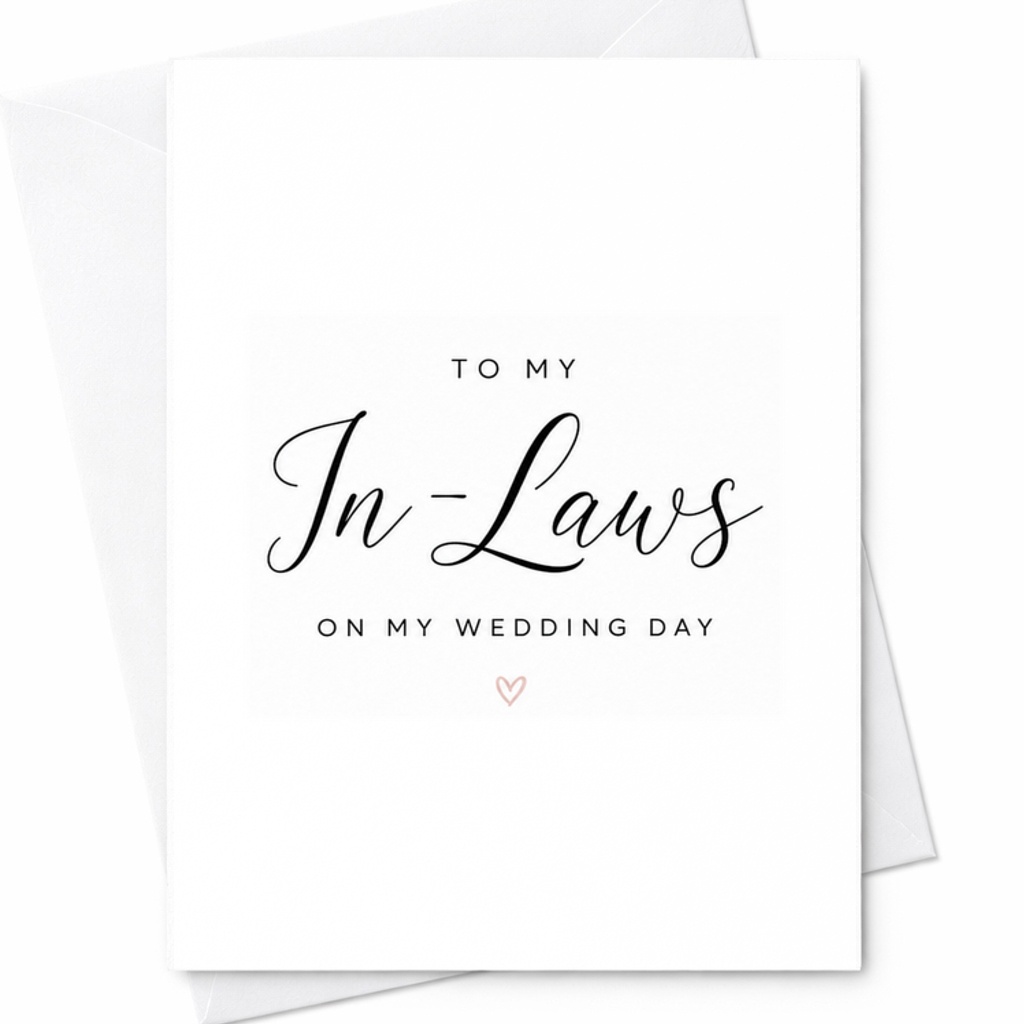 To My In-Laws On My Wedding Day Card, Wedding Day Card For In Laws, Mother In Law Father In Law Gift, Wedding Thank You C2006