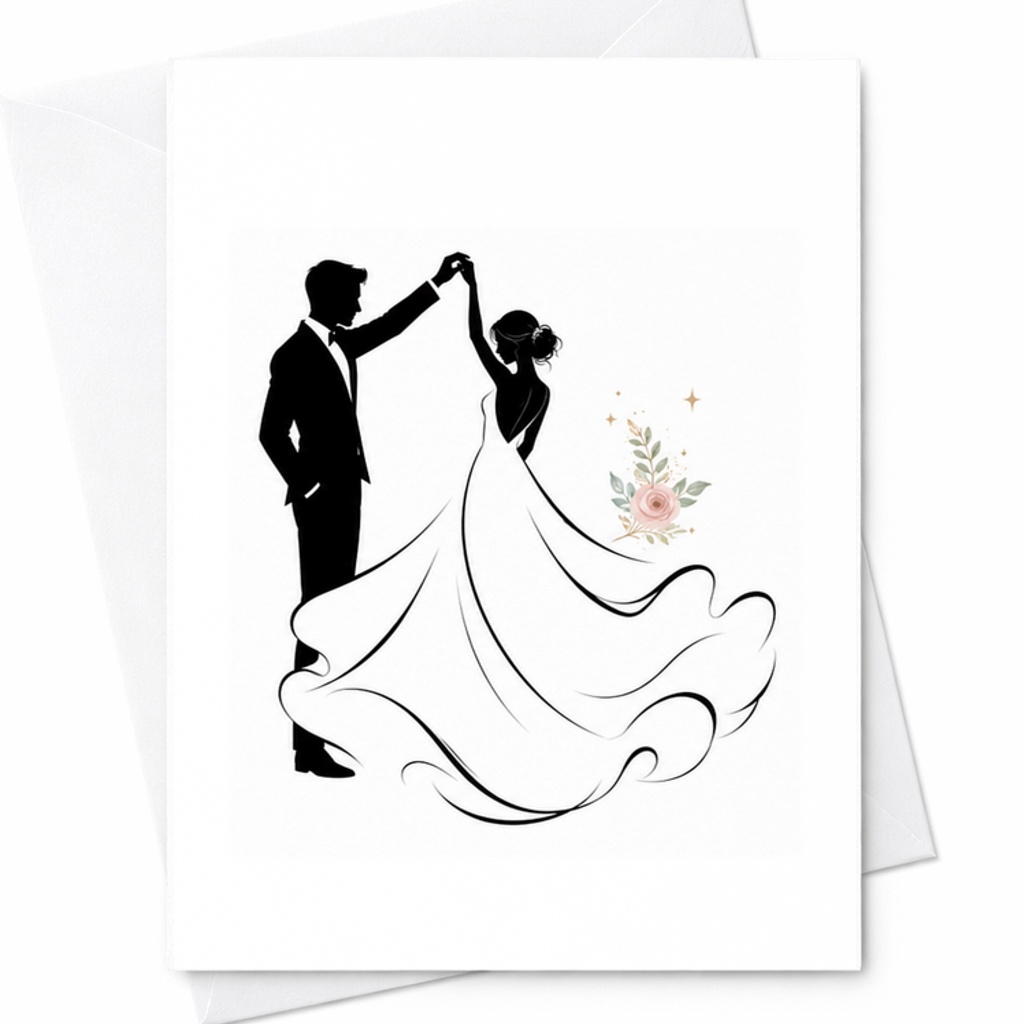 Bride And Groom Wedding Card, Wedding Congratulations Card, Newlywed Couple Card, Romantic Wedding Greeting C2021