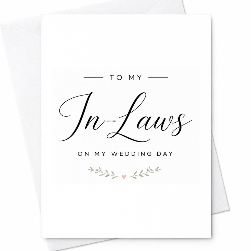 To My In-Laws On My Wedding Day Card, Wedding Day Card For In Laws, Mother In Law Father In Law , Wedding Thank You C2007