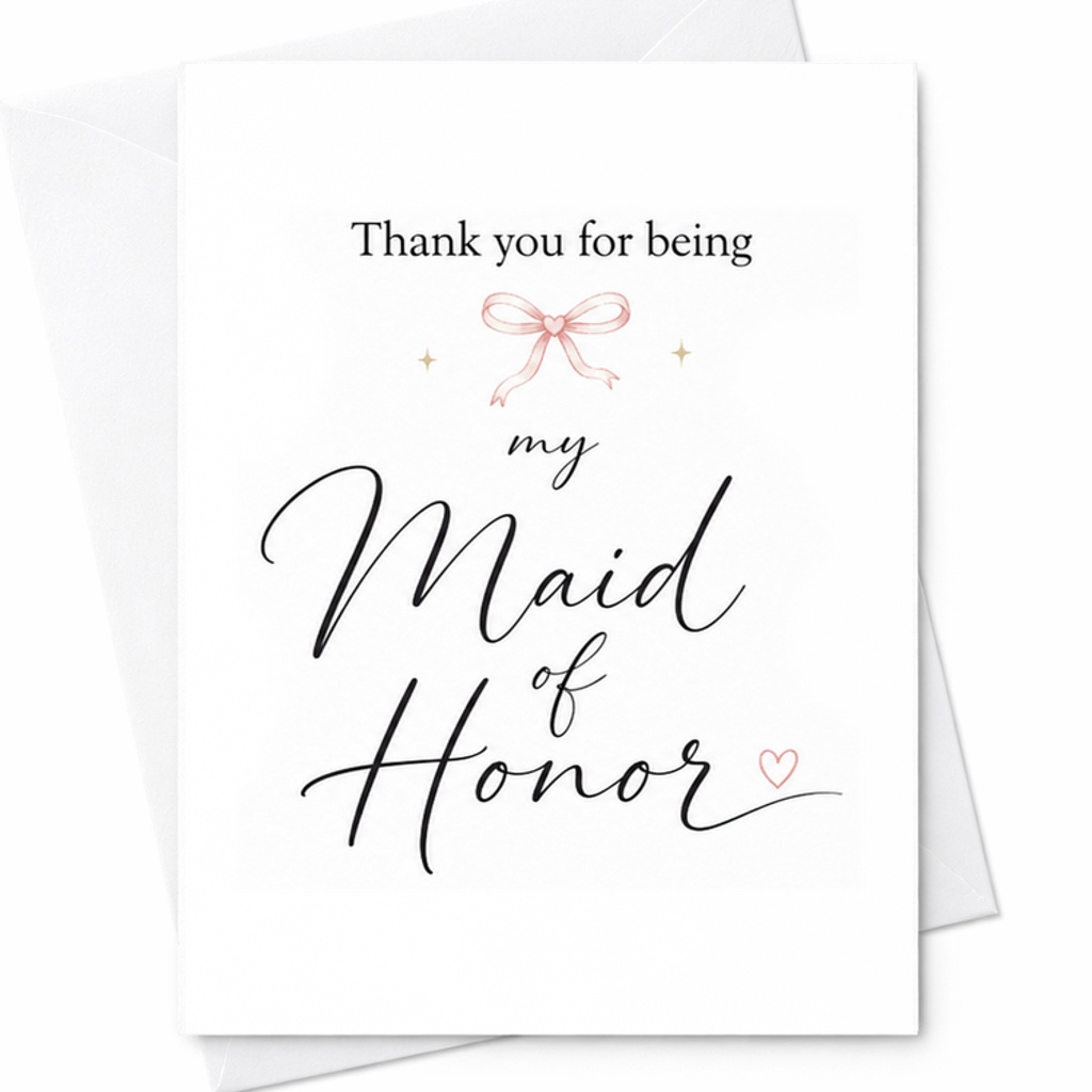 Thank You For Being My Maid Of Honor Card, Maid Of Honor Thank You Card, Wedding Party Thank You, Bridal Party Card C2010