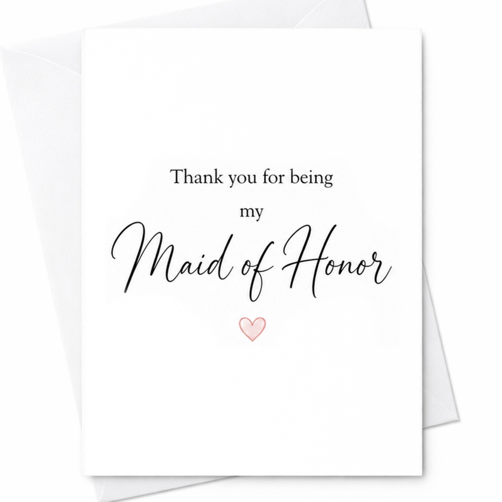 Thank You For Being My Maid Of Honor Card, Maid Of Honor Thank You Card, Wedding Party Thank You, Bridal Party C2011