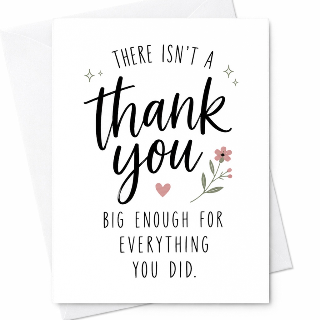There Isnt A Thank You Big Enough Card, Appreciation Thank You Card, Thank You For Everything You Did, Gratitude C2015