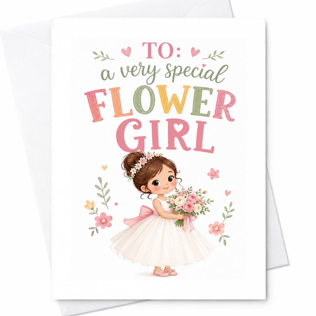 To A Very Special Flower Girl Card, Flower Girl Gift From Bride, Wedding Day Card For Flower Girl, Junior Bridesmaid C2018