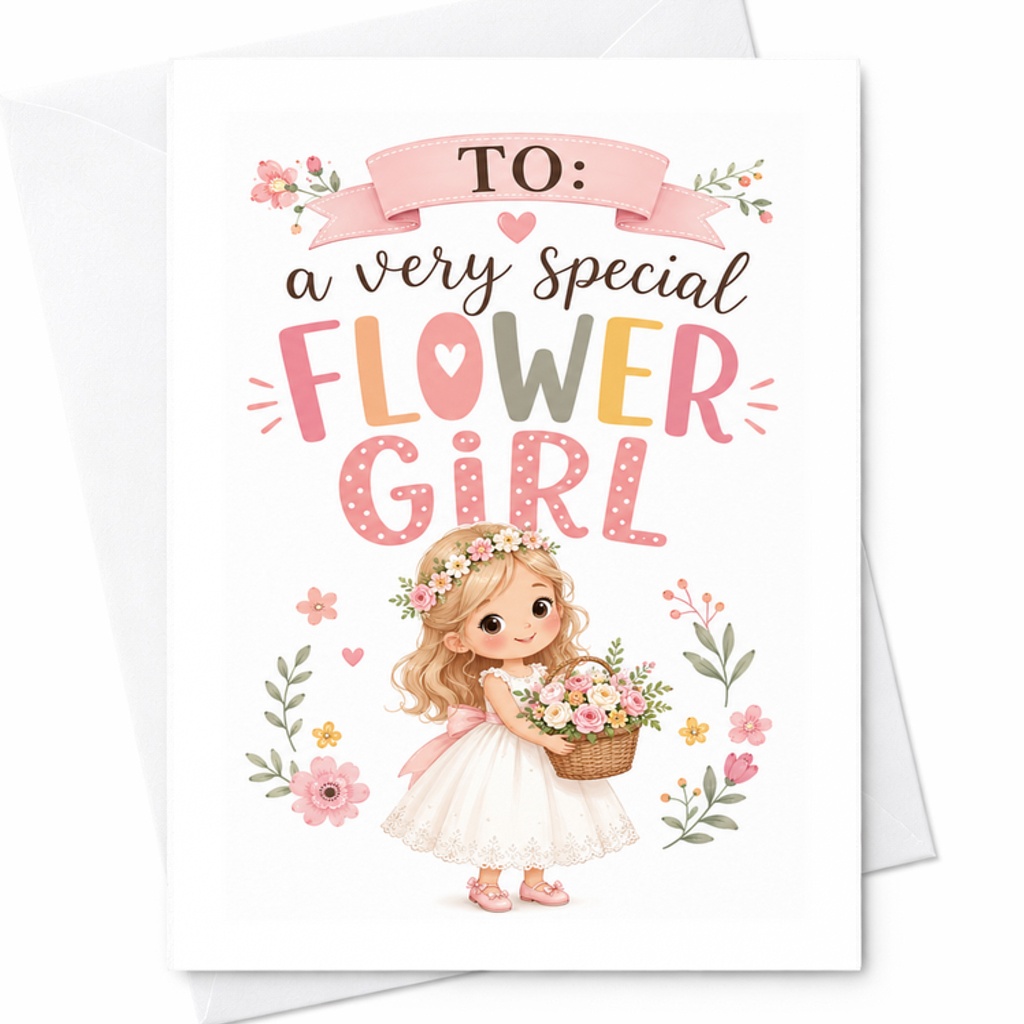 To A Very Special Flower Girl Card, Flower Girl Gift From Bride, Wedding Day For Flower Girl, Junior Bridesmaid C2019