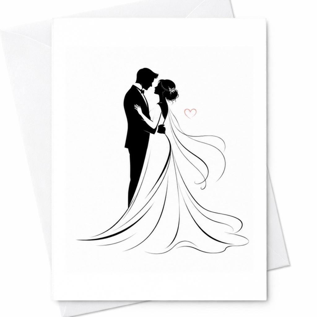 Bride And Groom Wedding Card, Wedding Congratulations Card, Newlywed Couple Card, Romantic Wedding Greeting Card C2020
